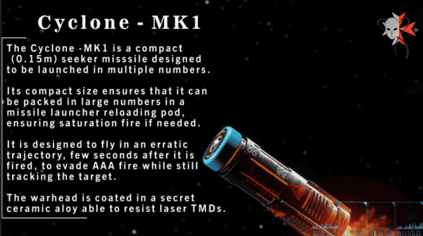 Portfolio - 3D model - Cyclone MK1 Missile Pack Animated.