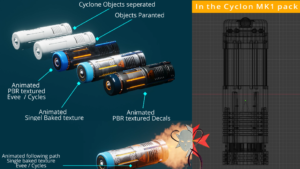 Portfolio - 3D model - Cyclone MK1 Missile Pack Animated.