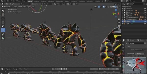 Low Poly Lava Monster Textured Rigged 3 animations included - Image 5