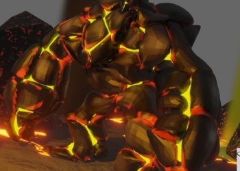 Low Poly Lava Monster Textured Rigged 3 animations included