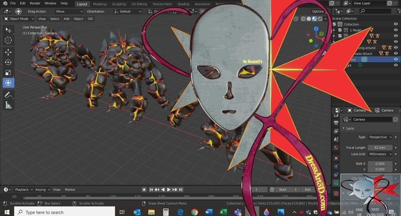 Low Poly Lava Monster Textured Rigged 3 animations included