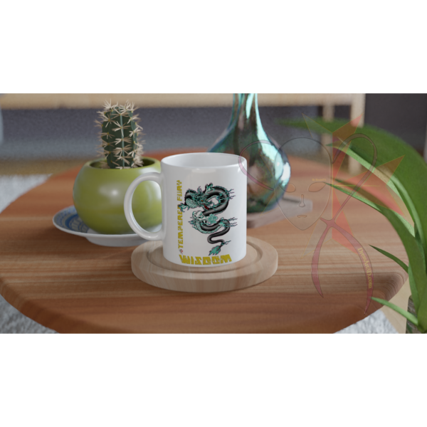 Wisdom - Tempered Fury Dragon -  White 11oz Ceramic Mug - Image 4