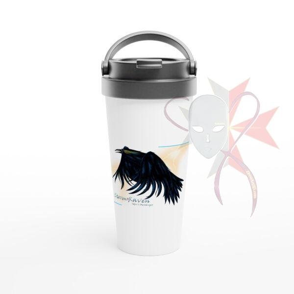 Storm Raven, Odin's Messenger - White 15oz Stainless Steel Travel Mug