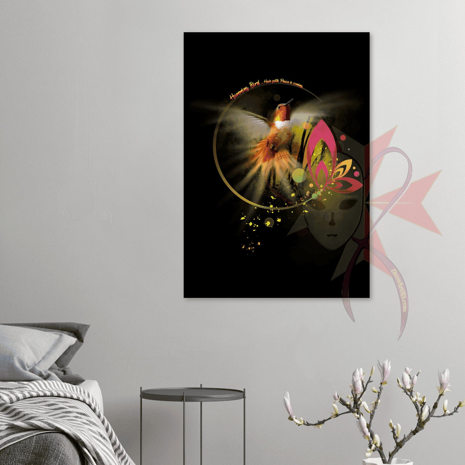 Humming Bird. Have Faith Peace is coming - Aluminum Print