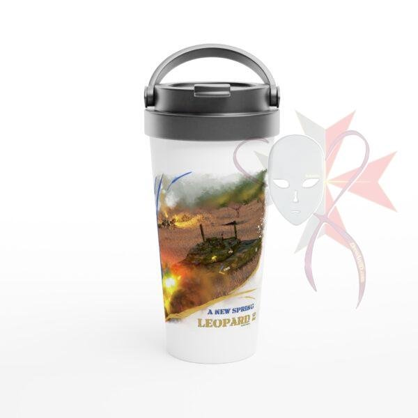 A new Spring, Leopard 2 -  White 15oz Stainless Steel Travel Mug