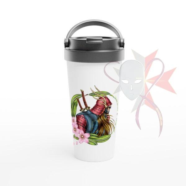 Sakura Samurai -  White 15oz Stainless Steel Travel Mug
