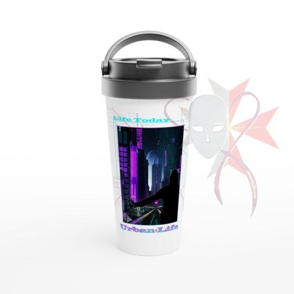 Life Today, Urban Life -  White 15oz Stainless Steel Travel Mug