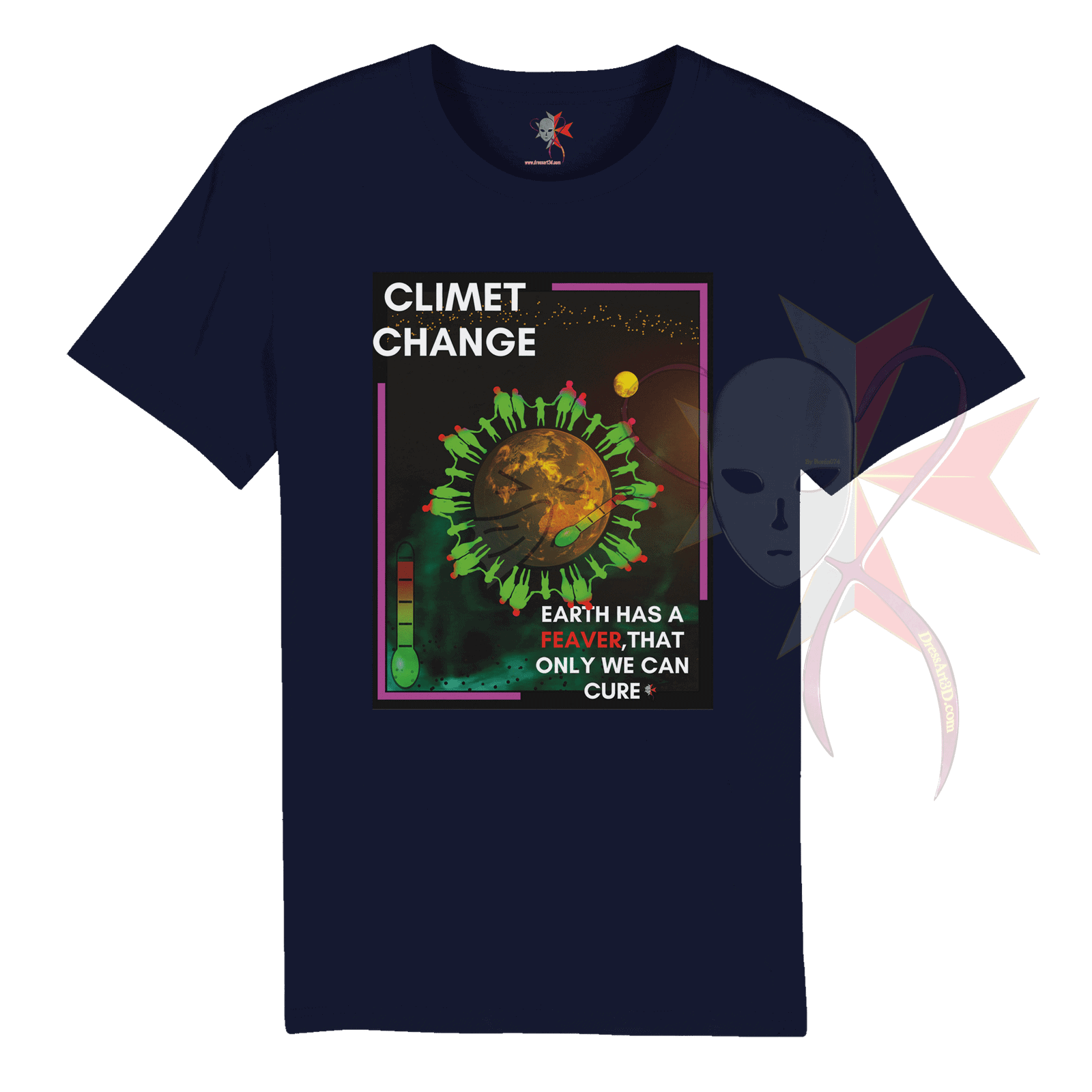 Climate Change Earth Has a Fever Organic Unisex Crewneck Tshirt