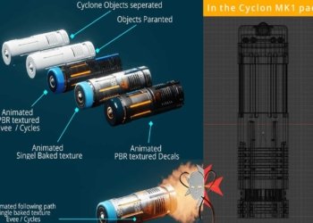Cyclone Mk1 Seeker Missile Pack animation and 3d printing