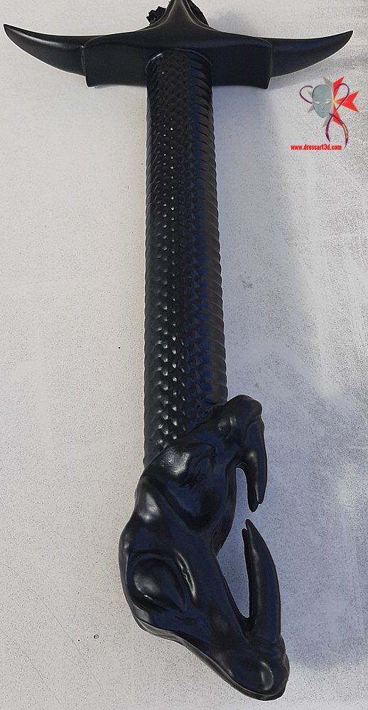 Joined handle and primed black - building the 1 to 1 scale sleepy hollow hessian sword at dressart3d.com